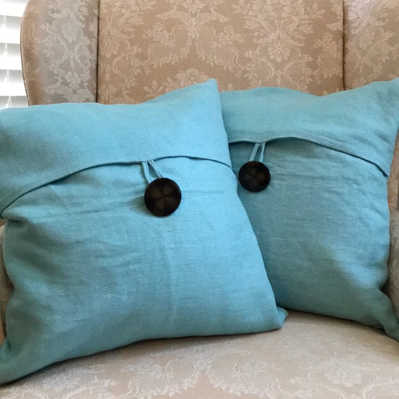 Pottery Barn Accents Two Linen Button Pillow Covers Poshmark